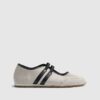 White Suede Double Strap Flat Shoes