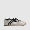White Suede Double Strap Flat Shoes