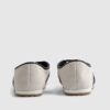 White Suede Double Strap Flat Shoes