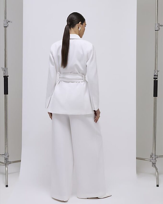 White Ultra High Waist Wide Leg Trousers