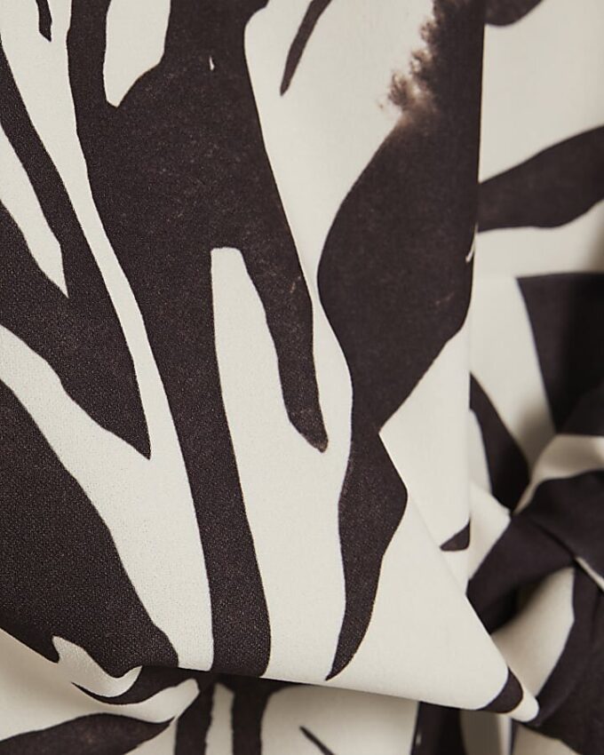 White Zebra Print Tie Side Top