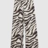 White Zebra Print Wide Leg Trousers