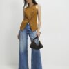 Yellow Collarless Asymmetric Waistcoat