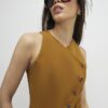 Yellow Collarless Asymmetric Waistcoat