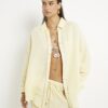 Yellow Long Sleeve Tie Back Beach Shirt