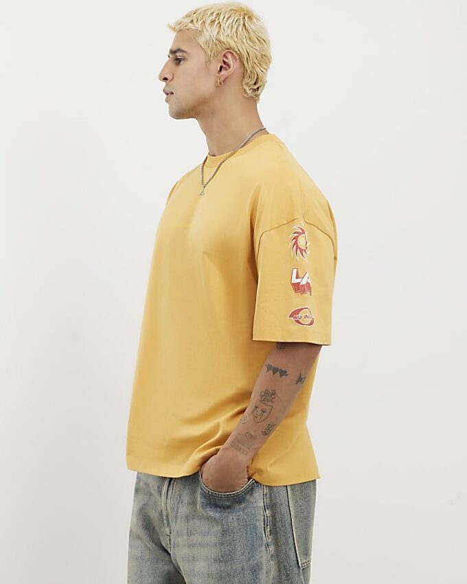 Yellow Oversized Fit 92 Photo Patch T-Shirt